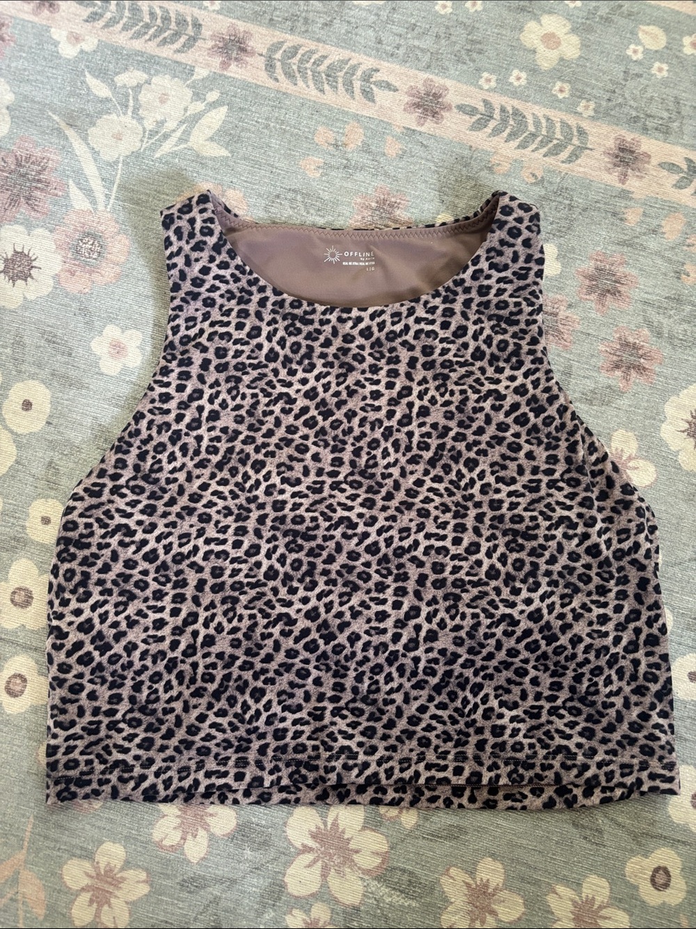 OFFLINE™ Leopard Print Cropped Tank Top in Taupe and Black